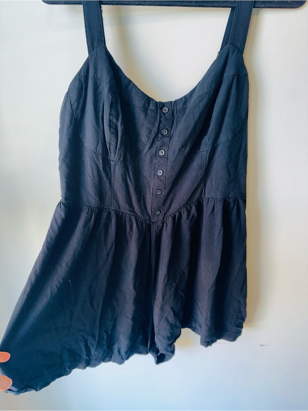 Black Button-Front Romper